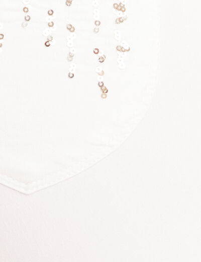 Pantalon ajusté sequins blanc femme
