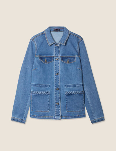 Veste surchemise en jean denim double stone femme