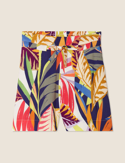 Short droit fluide multicolore femme