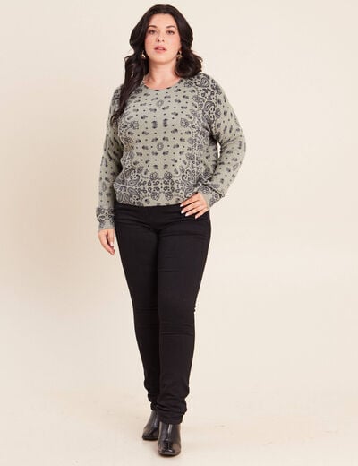 Pull col rond vert femme