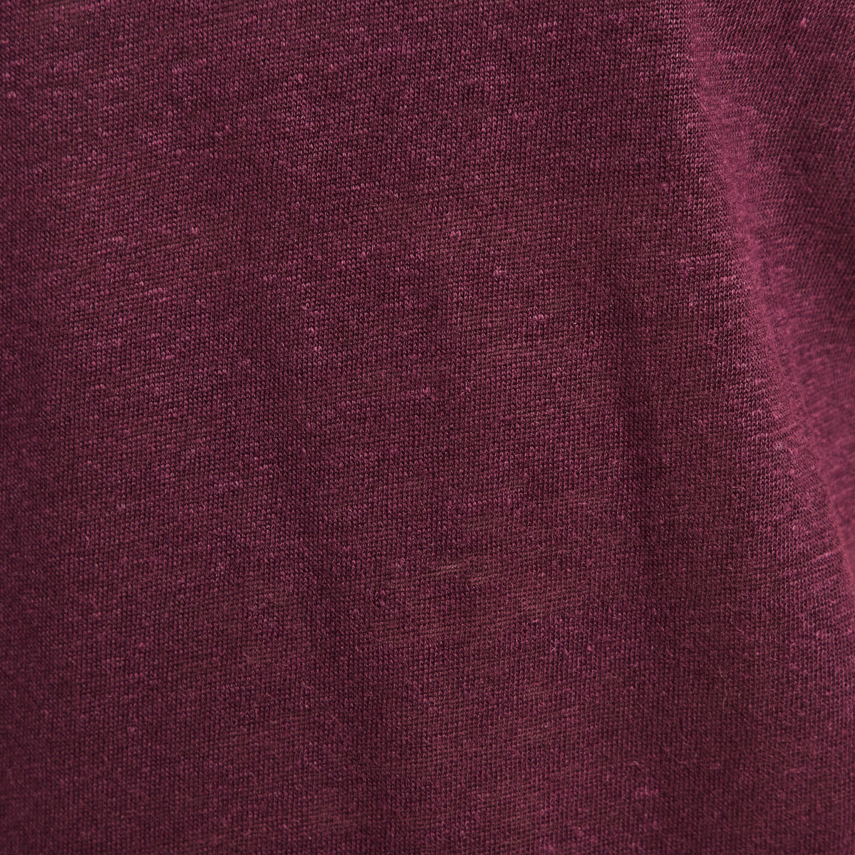 T-shirt col v manches courtes en lin prune femme