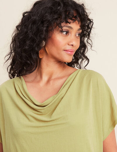 T-shirt manches courtes vert olive femme