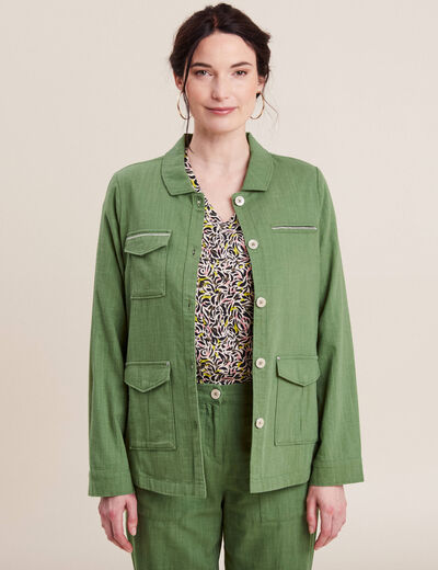Veste droite boutonnée vert femme