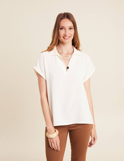 Blouse manches courtes ecru femme