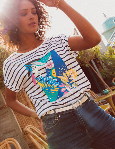 T-shirt manches courtes ecru femme
