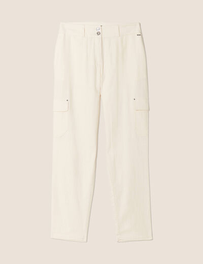 Pantalon carotte 7/8ème creme femme