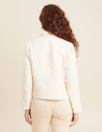 Blouson matelassé boutonné ecru femme