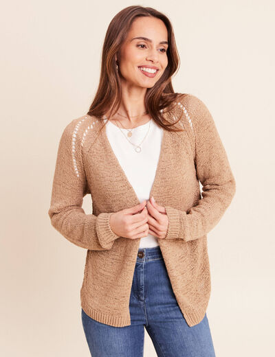 Gilet manches longues sable femme