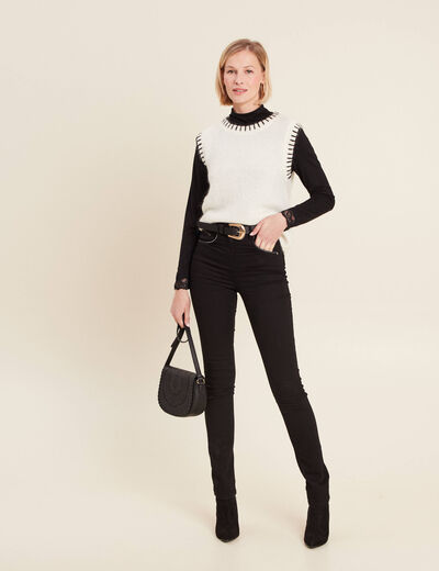 Pantalon ajusté taille haute noir femme