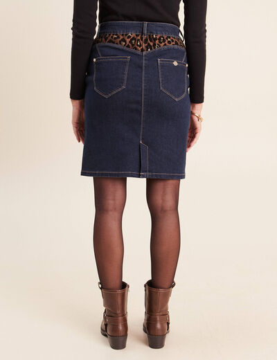 Jupe droite courte denim brut femme