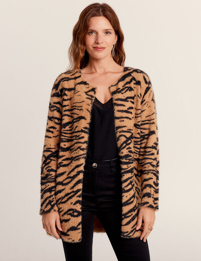 Gilet manches longues camel femme