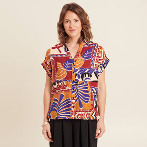 Chemise ample manches courtes multicolore femme