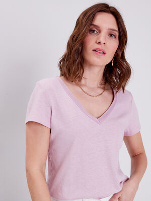 T shirt manches courtes mauve femme