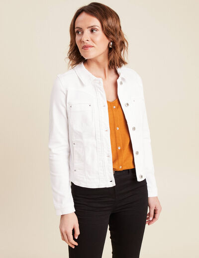 Blouson ajusté boutonné ecru femme
