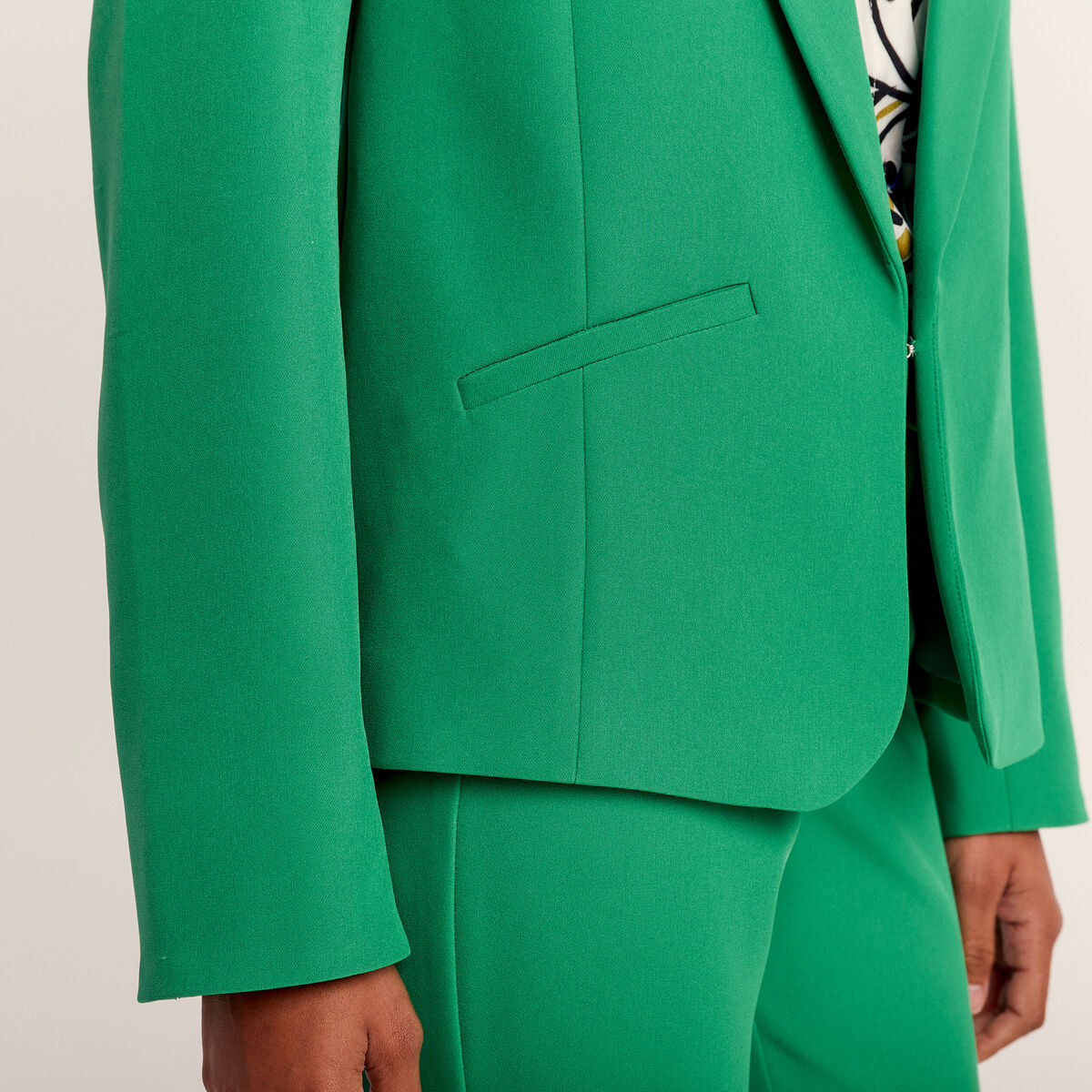 Veste city droite manches 3/4 vert femme
