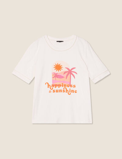 T-shirt manches courtes ecru femme