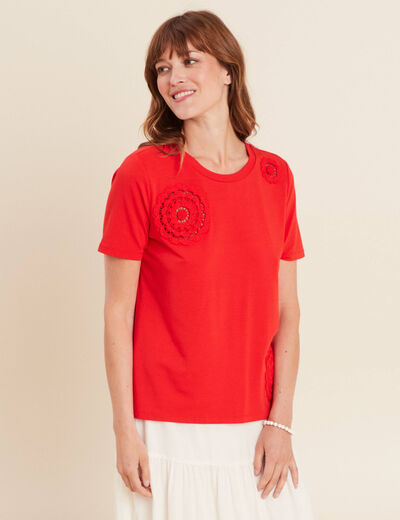 T-shirt manches courtes rouge femme