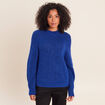 Pull droit col montant manches longues bleu electrique femme
