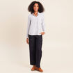 Chemise droite fluide manches longues bleu femme