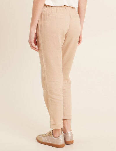 Pantalon flou ceinturé sable femme