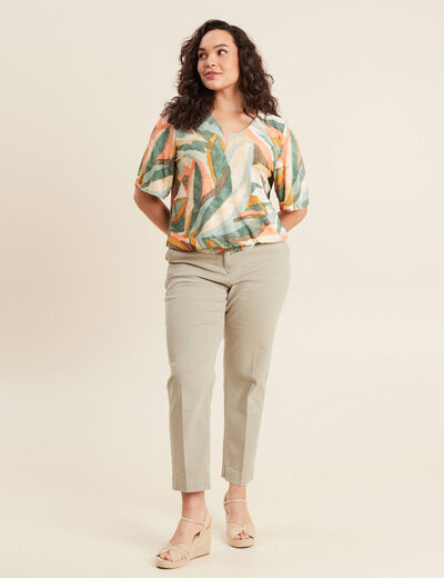 Jean droit 7/8ème vert clair femme