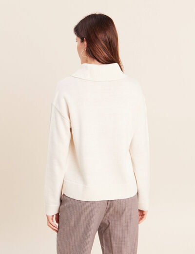 Pull col camionneur ecru femme