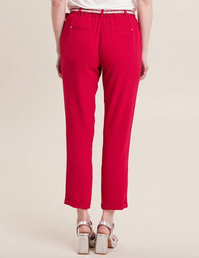 Pantalon chino à ceinture rose cerise femme