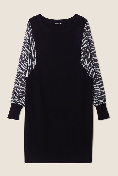 Robe pull moulante noir femme