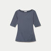 T-shirt ajust&eacute; manches courtes gris femme