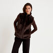 Veste sans manches fermeture zipp&eacute;e marron fonc&eacute; femme