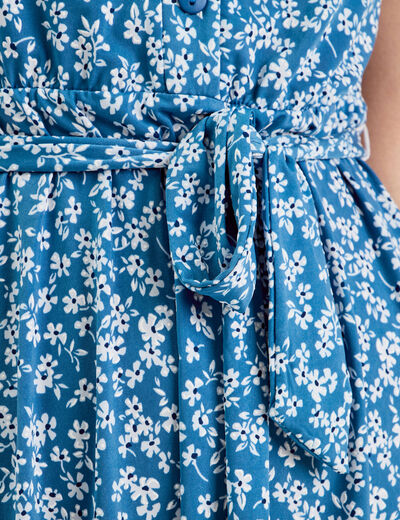 Robe évasée boutonnée bleu clair femme