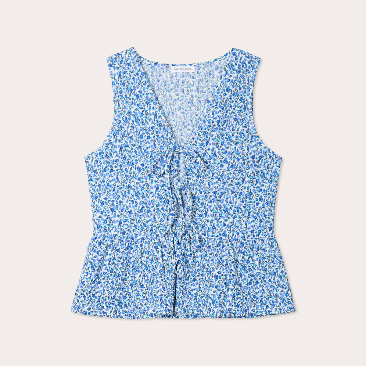 Blouse nouée bleu femme