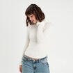 T-shirt poignets fourrure ecru femme