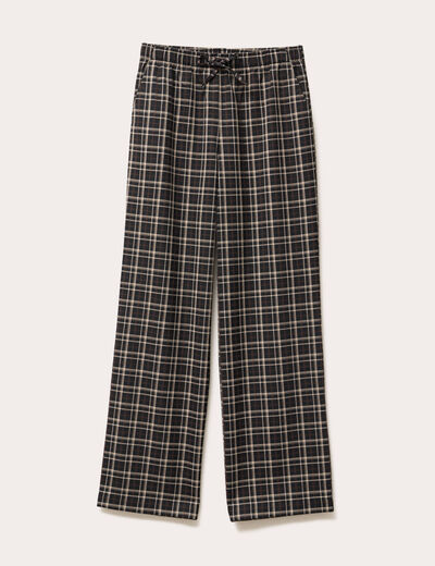 Pantalon large élastiqué marron chocolat femme