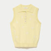 Polo sans manches col chemise brod&eacute; jaune clair femme