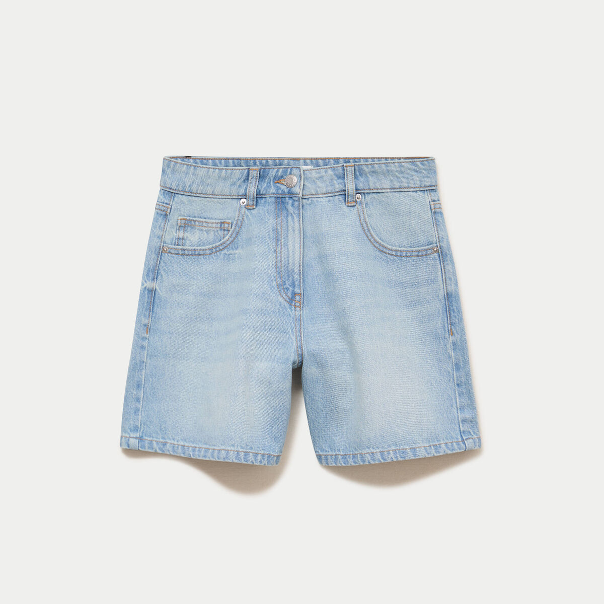 Bermuda regular 5 poches en jean denim bleach femme