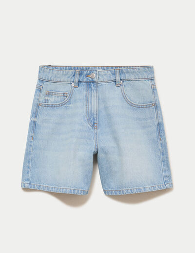 Bermuda regular 5 poches en jean denim bleach femme