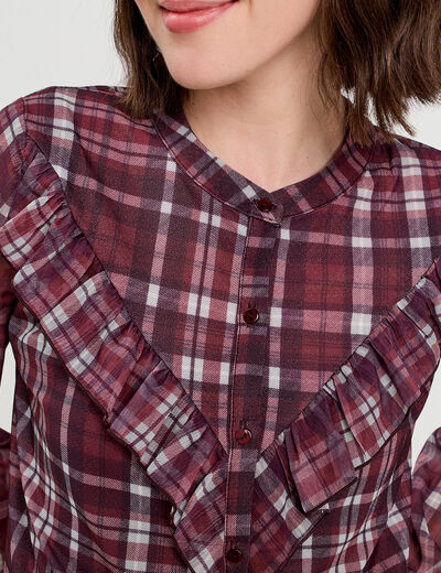 Chemise manches longues prune femme