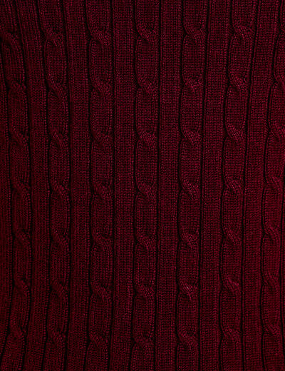 Pull col montant torsades bordeaux femme