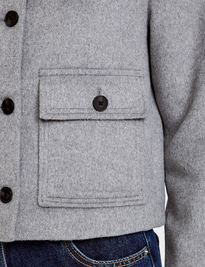 Veste courte aspect laineux gris femme