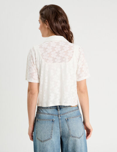 Chemise manches courtes ecru femme