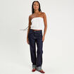 Bustier cropped smocké ecru femme