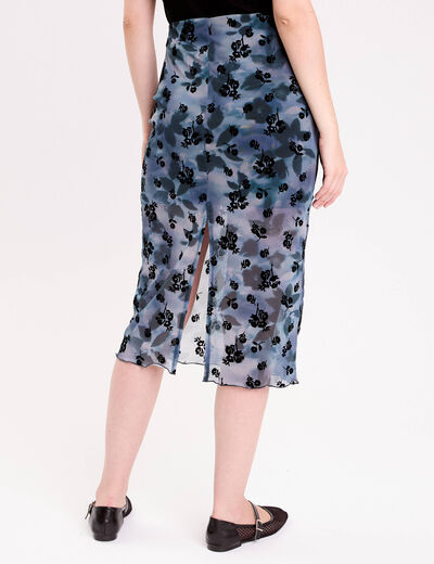 Jupe droite longue doubl&eacute;e polyester gris femme