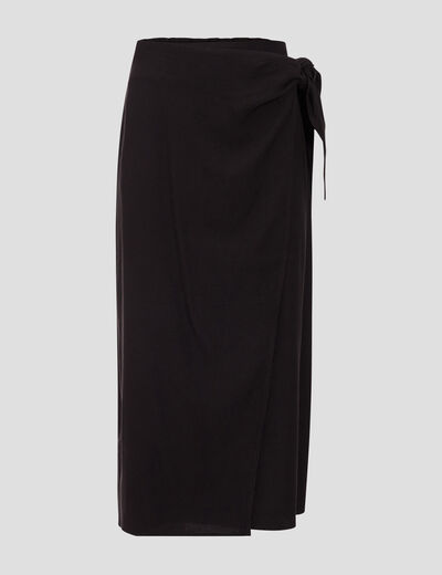 Jupe midi droite avec noeud noir femme