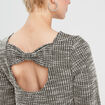Robe droite manches 3/4 tweed noir femme