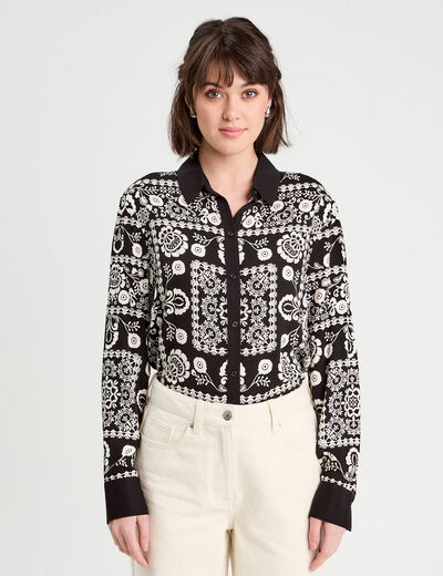 Chemise manches longues noir femme
