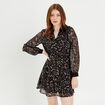 Robe évasée col polo noir femme