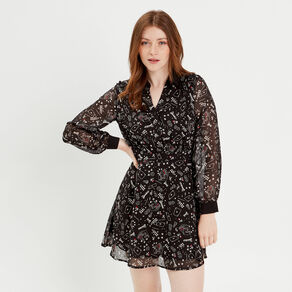 robe evasee col polo noir femme Robe évasée col polo noir femme