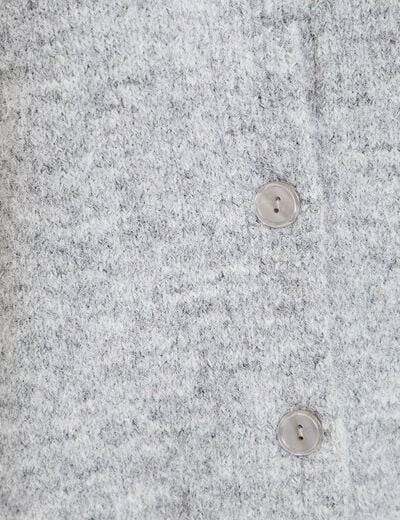 Gilet ample col rond manches longues gris clair femme
