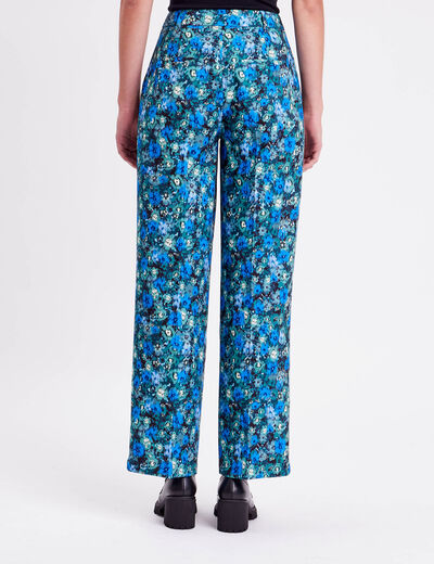 Pantalon city jambes larges vert femme